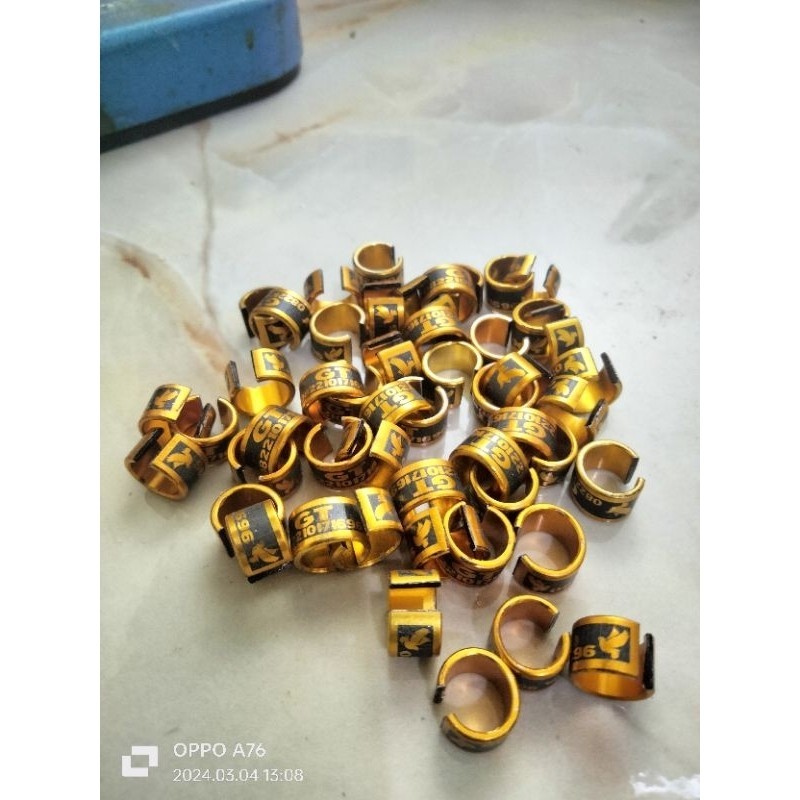 10 biji Ring burung Merpati Ring belah Ring kaki burung Merpati alumunium Black Gold