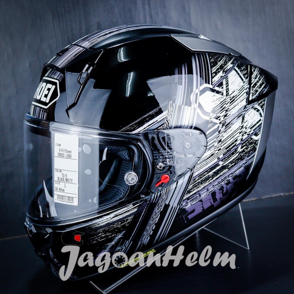 SHOEI HELM X15 CROSS LOGO TC5 | BLACK WHITE | HELM TOURING X-15