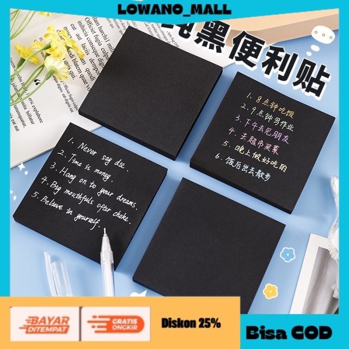 

[[LOWANOMALL]] TERLARIS Memo Sticky Notes Aesthetic Warna Hitam Memo Notes Tempel Black COD