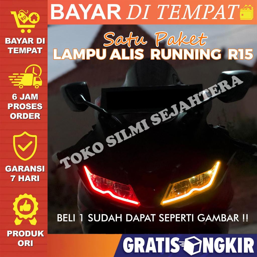 PNP LAMPU LED ALIS RUNNING R15 NO BINTIK GRATIS DEVIL EYE 2 PCS LAMPU ALIS RUNNING + DEVIL EYE 4 PCS