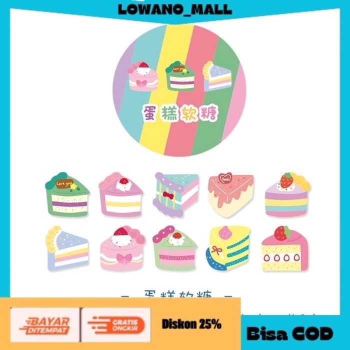 

[[LOWANOMALL6]] TERLARIS 100 Lembar Sticker Washi Tape Decorative Sticker Kawaii Stiker Pack 03 CAKE ! COD