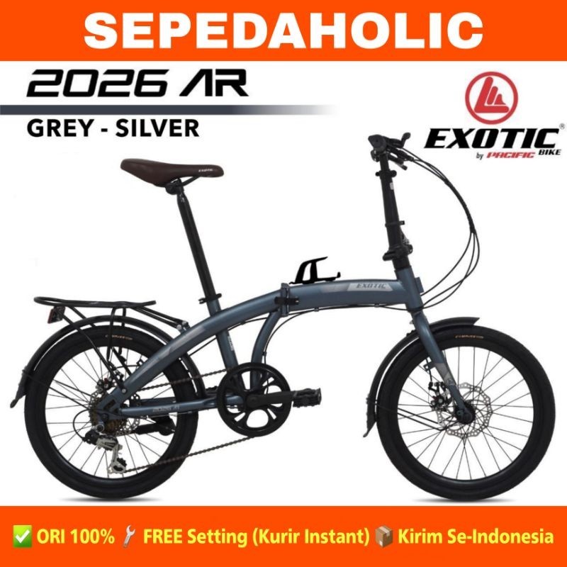 Sepeda Lipat 20 Inch EXOTIC 2026 AR Boncengan Rem Cakram 7 Speed Shimano Garansi Resmi 5 Tahun