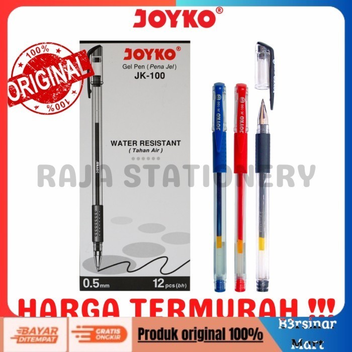 

[[KUALITAS TERBAIK]] JOYKO GEL PEN JK100 PEN PULPEN PENA JOYKO HITAM BIRU MERAH [12PCS] Hitam COD