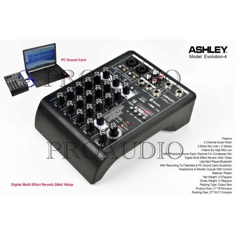 Mixer Ashley 4 Channel Evolution 4 Evolution4 Bluetooth Efek Reverb Original