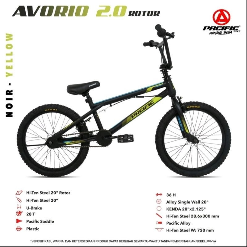 SEPEDA BMX 20 INCH PACIFIC AVORIO 2.0 ROTOR ANAK REMAJA MURAH ORIGINAL ASLI