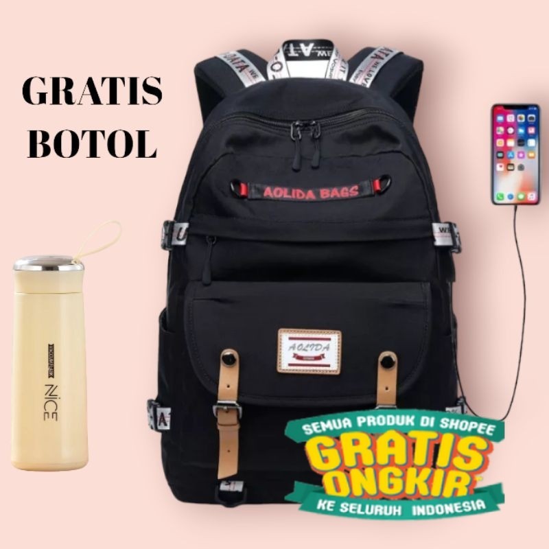 Tas Ransel sekolah wanita pria backpack fashion tas gendong kuliah kerja dan santai/ kado hadiah