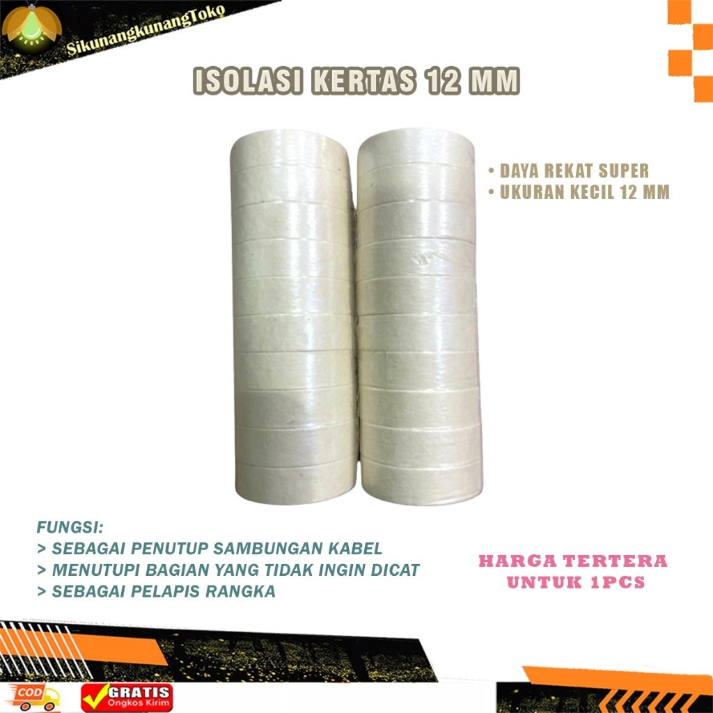 

(SKN) Tape Isolasi Kertas Putih Solasi Lakban milenium 12 mm 1 Pcs