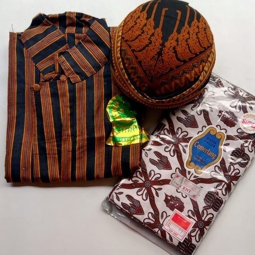 LURIK Baju Adat Ja Paket Lengkap (Surjan Lurik+Bahan Jarik Batik+Blangkon)
