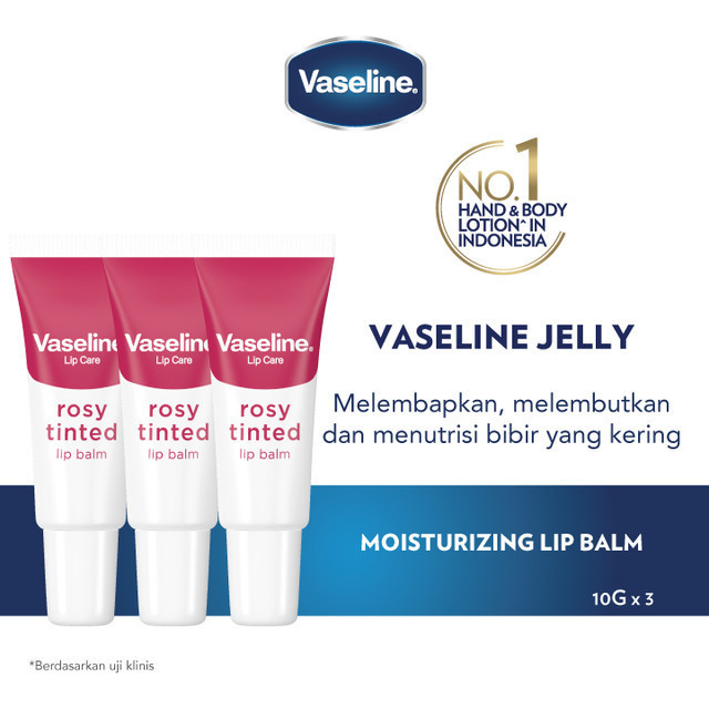 Vaseline Lip Balm Pelembab & Pencerah Bibir Rosy Tinted 10g - Lip Care x3