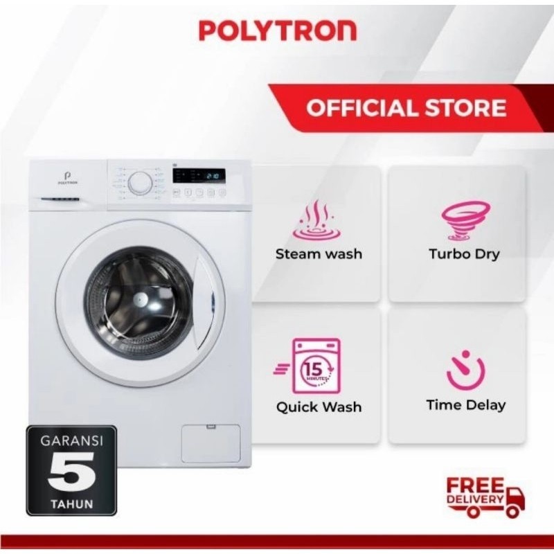 MESIN CUCI FRONT LOADING 7 KG POLYTRON PFL-7051