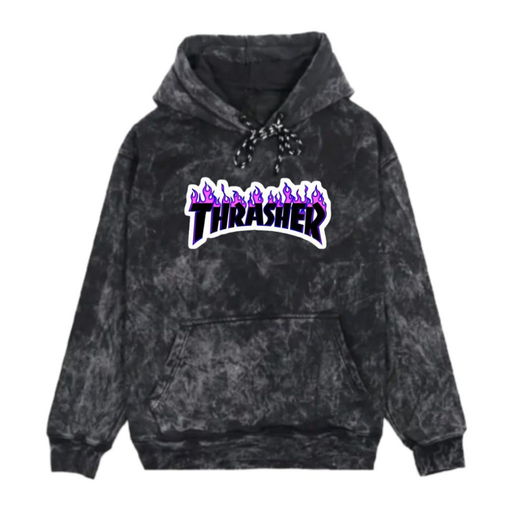 [PREMIUM ORIGINAL] THRASHER SWEATER HOODIE SANDWASH ORIGINAL BLACK