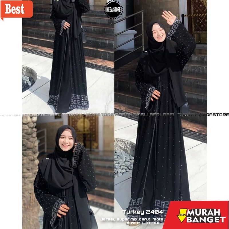 Abaya Turki Kekinian Gamis Turkey 2404 Dress Busana Muslimah by Original Mega Store