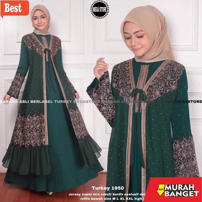 Abaya Turki Kekinian Gamis Turkey 1950 Hawa #503 Busana Muslim By Original Mega Store