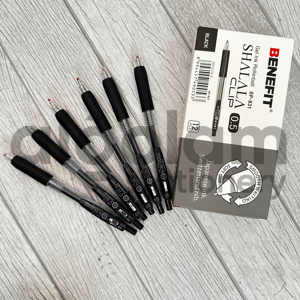 

SELUSIN ( 12 PCS ) Pulpen Klik Pulpen Cetek Gel Pen Clip Benefit Shalala GP-831
