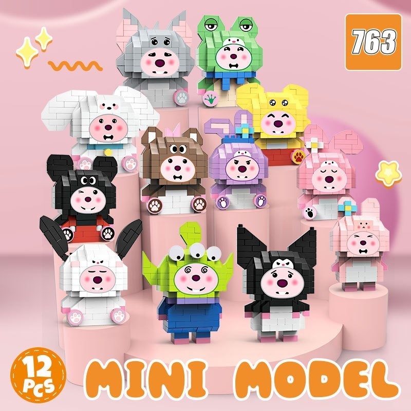Lego Loopy/Kuromi/Cinnamoroll/Melody Bricks Karakter Mainan Menyusun Nano Blok DIY Susun Blok Permai
