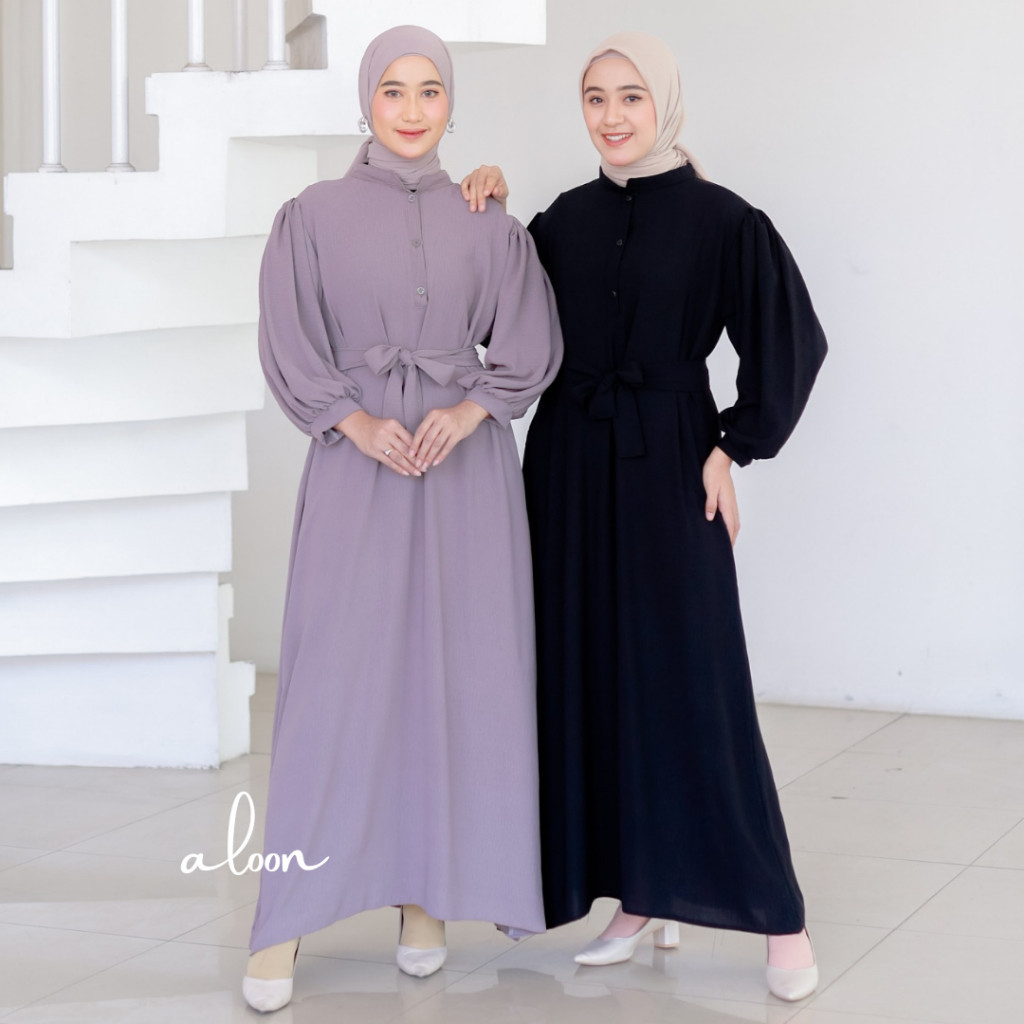 Daneliya Gamis Lengan Balon Crinkle Airflow Busui Friendly – Gamis Remaja Dress Terbaru// BAJU MODEL
