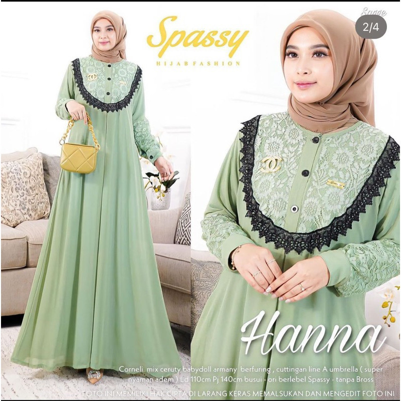 HANNA HANNI DRESS L LD 110 & XXL LD 130 JUMBO MAXY CRINGKEL AIRFLOW / GAMIS BURKAT WANITA / MOTIF BU