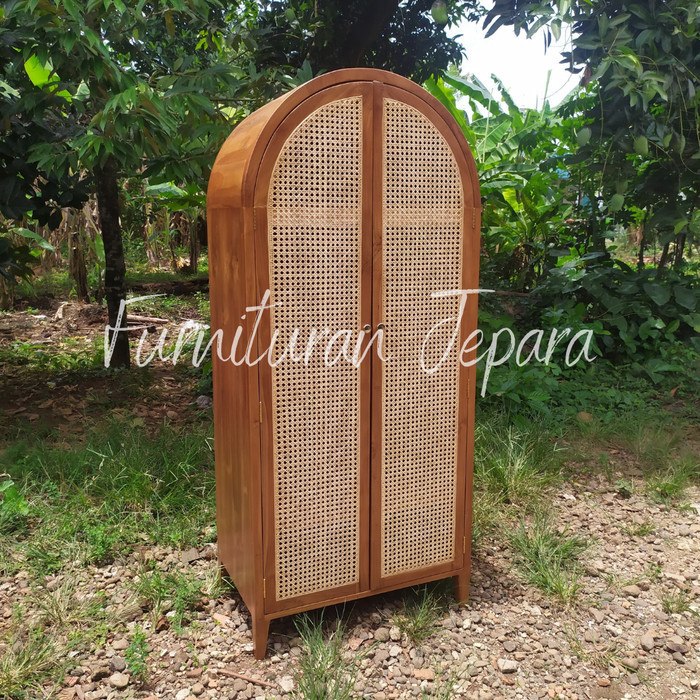 Lemari Pakaian Minimalis Rotan Kayu Jati Grade A