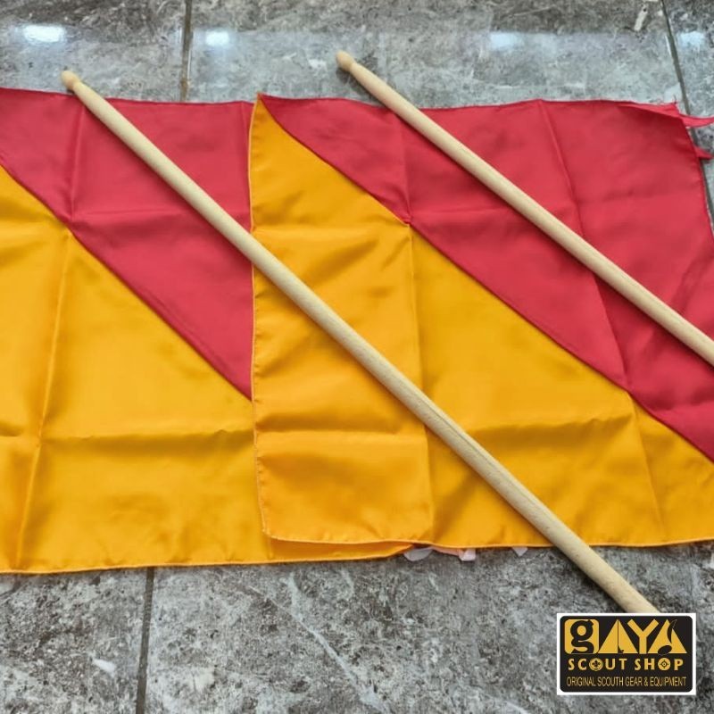 Bendera Semaphore Pramuka + Tongkat Semaphore Pramuka (Sepasang) Termurah
