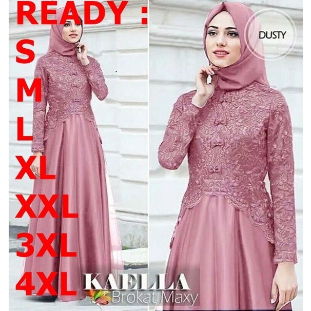 Kaella Maxi Dress Brukat Terlaris 2023 / LongDress Kondangan Mewah / Dress Brukat Remaja Kekinian 20