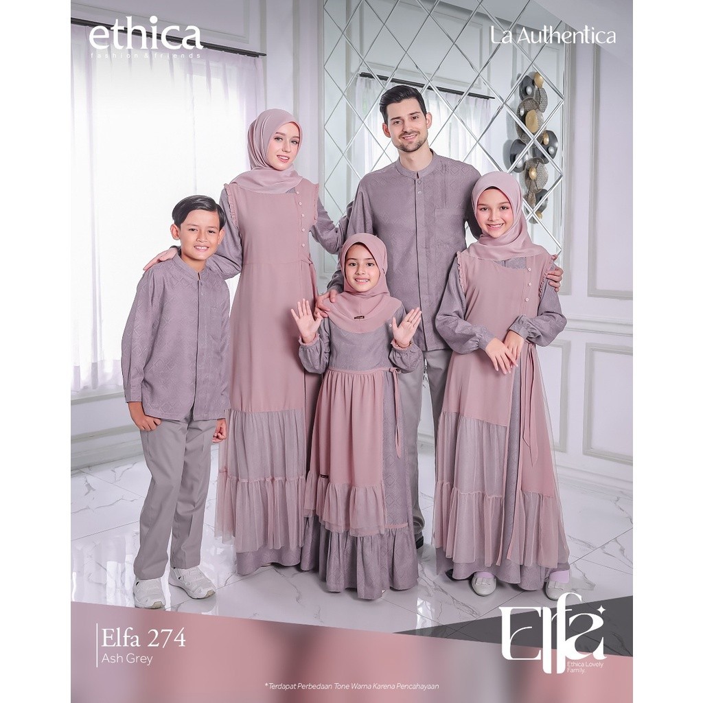 Sarimbit Ethica Elfa 274 Ash Grey, Gamis Ethica Kagumi 283, Kahfi 250, Kagumi Kids 130, Kahfi Kids 1