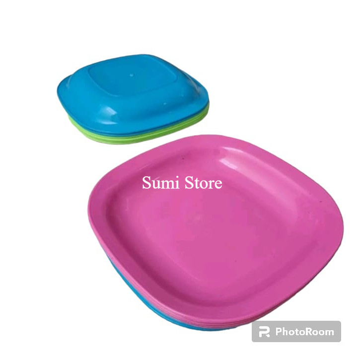 Piring Plastik Kotak 10" - Piring Segi Plastik - Panjang 25 cm - Piring Segi 10 Lily