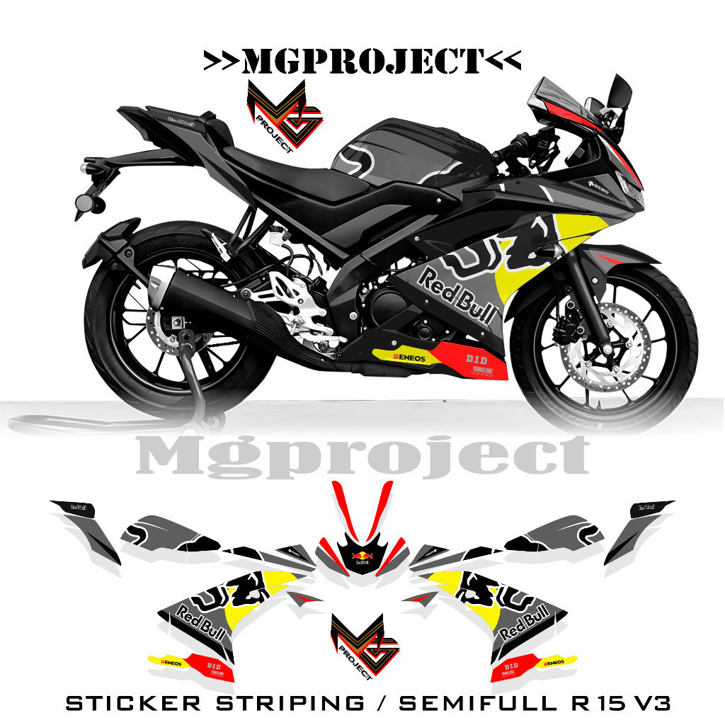 r15 v3 sku3, striping yamaha r15 v3 redbull, stiker r15 v3 semifullbody
