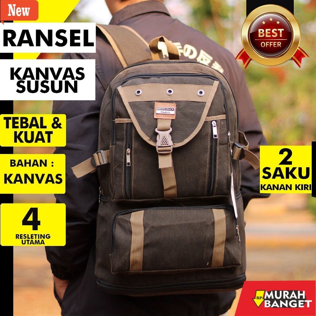 Tas Ransel Pria Kekinian Tas Punggung Expansion Bag Pria Wanita Ransel Distro Kanvas Backpack Awet M