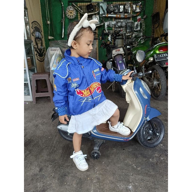 ✨COD✨ -Jaket Anak Hotwheels Racing Vintage Warna Biru Nascar Lucu Keren dan Murah