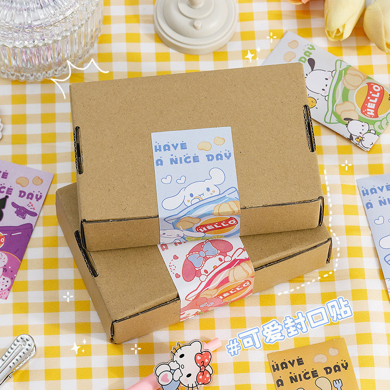 

(INSTAN) 50pcs Stiker Label 5x10cm Sticker Sealing Packaging Stiker Segel Cinnamoroll Kuromi Melody