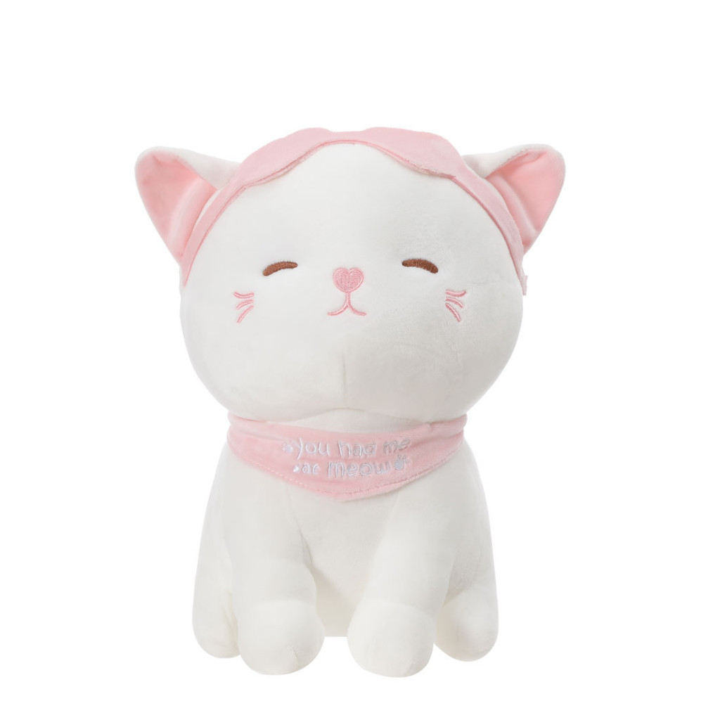 Boneka Lucu Kucing Boneka Lembut Mainan Mewah Kucing dengan Penutup Mata Kado Anak