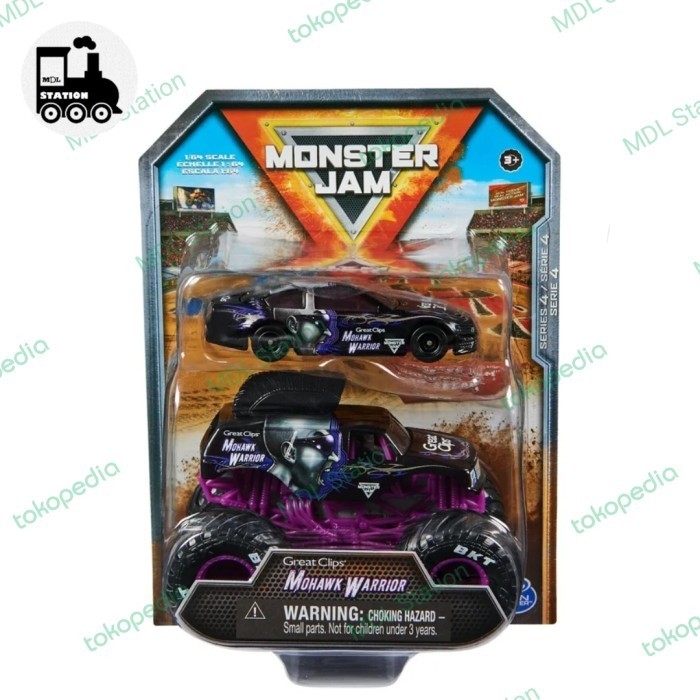 Spin Master Monster Jam  MOHAWK WARRIOR Monster Truck & RACE CAR