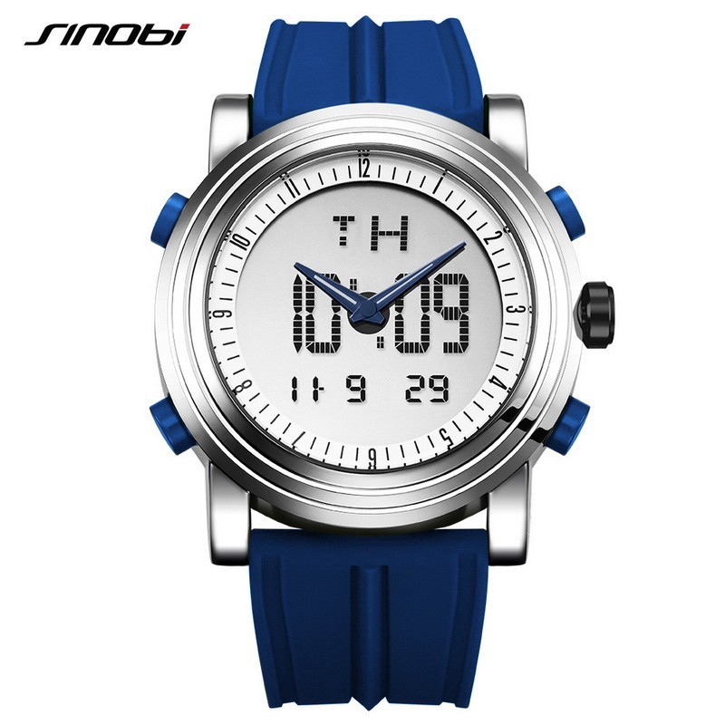 Jam Tangan Original Pria New SINOBI brand Sports Chronograph Men's Wrist Watches Digital Quartz doub