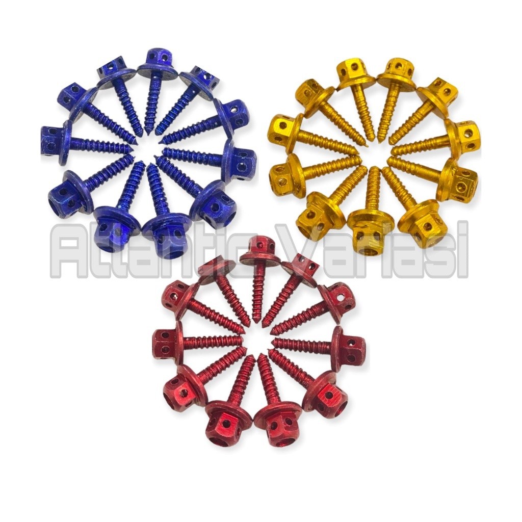 TERLARIS BAUT BODY PROBOLT HONDA YAMAHA FULL CNC GOLD BIRU MERAH UNIVERSAL SEMUA MOTOR BEAT MIO SCOO