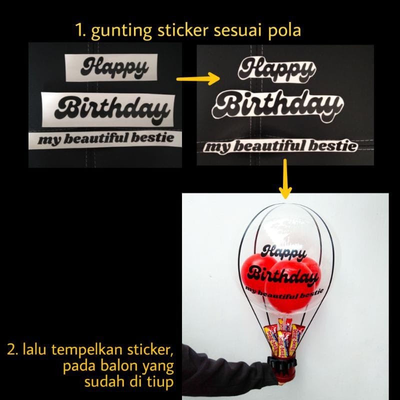 

stiker custom balon pvc/stiker transparan/stiker nama/stiker tempelan balon