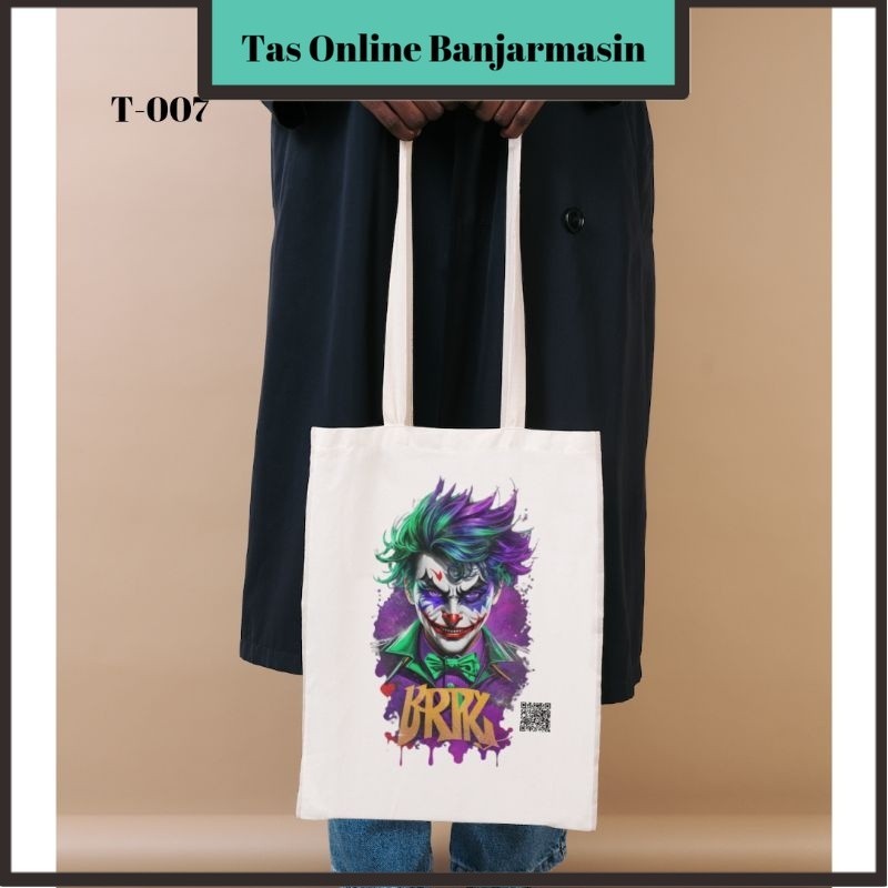 Tas Online Banjarmasin Joker - Tote Bag Kuliah Pria Bahan Kanvas Full Print