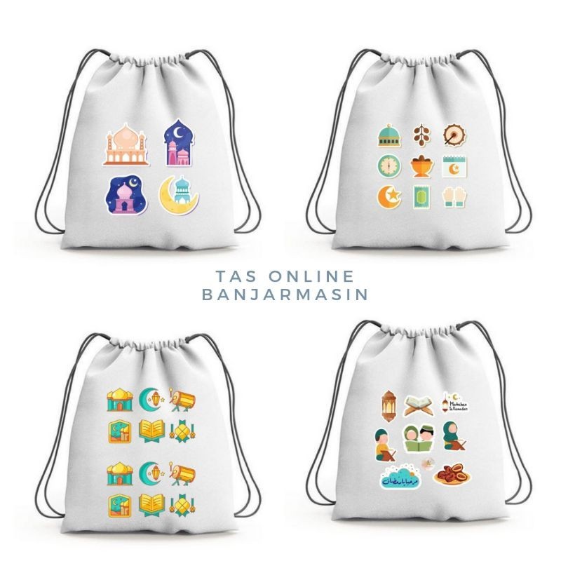 Tas Online Banjarmasin - Tas Serut Kanvas Edisi Ramadhan Muat Mukena Untuk Pria & Wanita