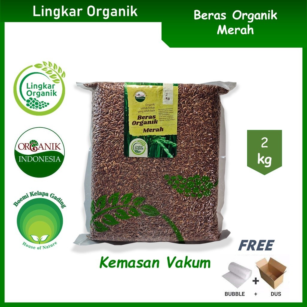 

Lingkar Organik Beras Merah Organik NON GMO 2 kg Kemasan Vakum