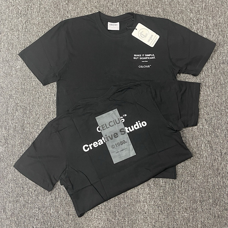 AMD 339 KAOS CELCIUS PRIA MOTIF BOLAK BALIK HITAM