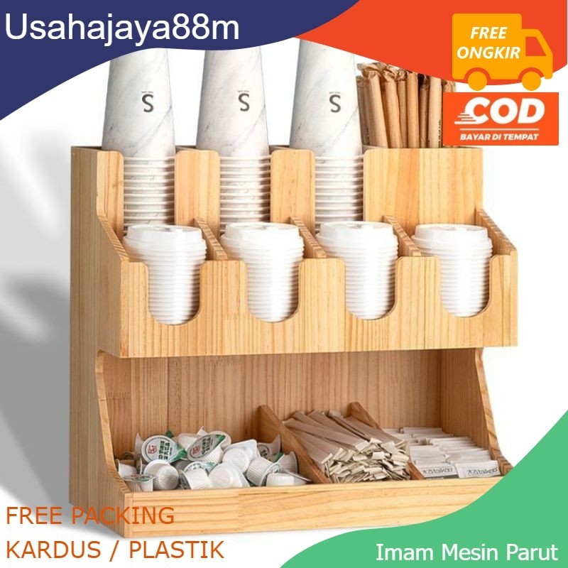 Rak Cup Kopi Susun 3 | rak cup kopi susun 3 kayu solid, rak cup kayu 011