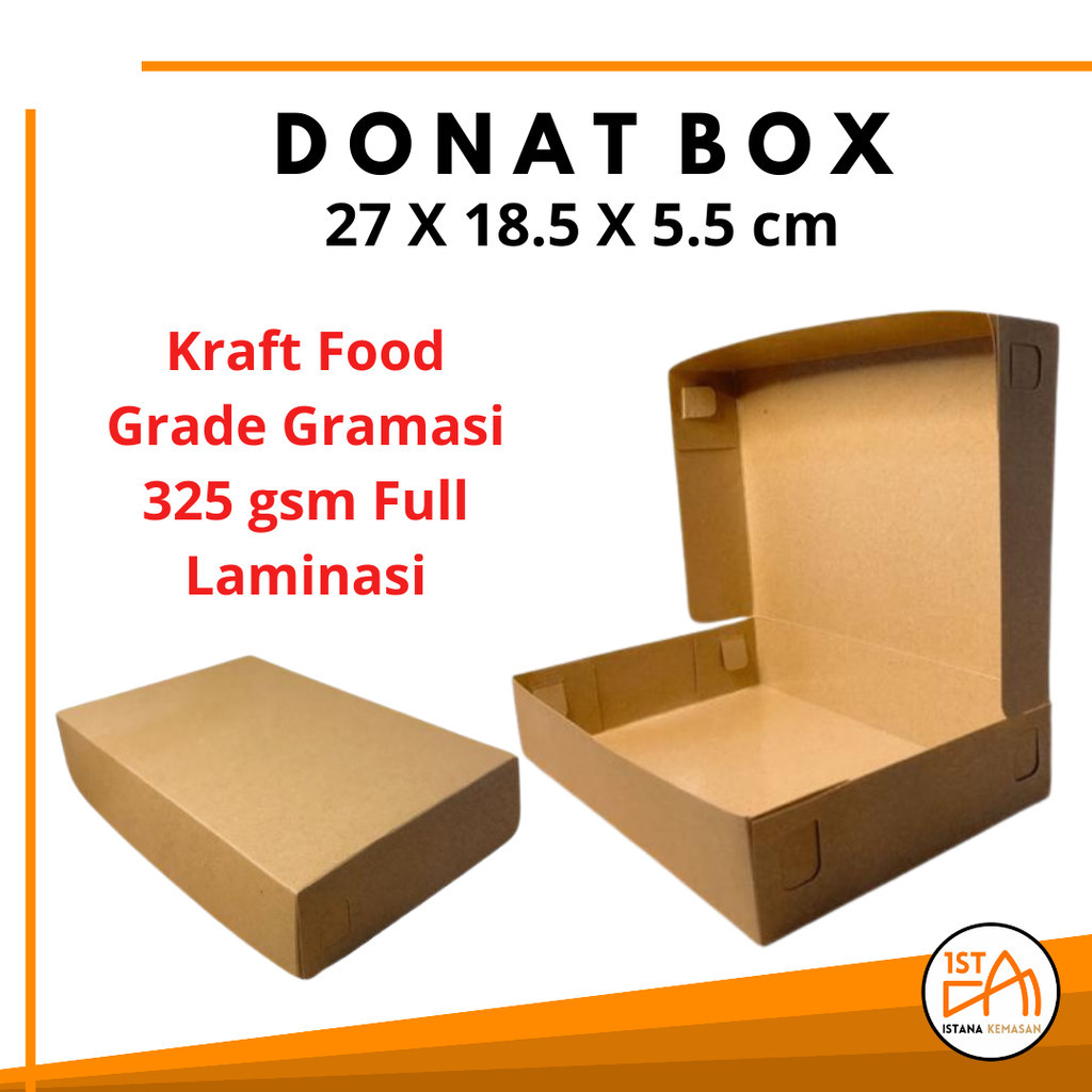 

Box Donat Laminasi 325 Gsm/ Box Kue Lapis / Box Kotak Kue Brownis Tebal Ukuran 27x18.5x5 cm