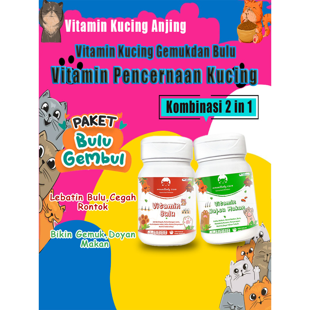 Vitamin Kucing Paket kombinasi 2 in 1 & vitamin pencernaan kucing vitamin kucing sakit