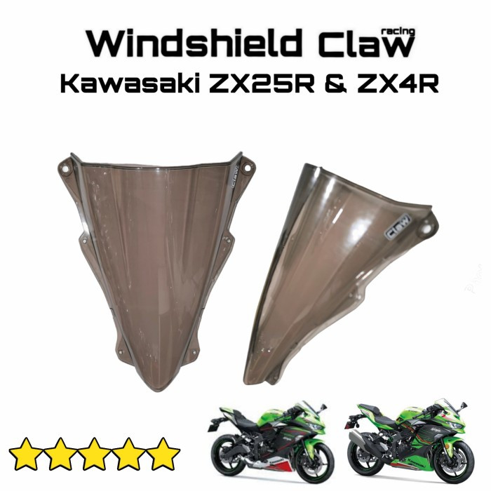 Claw Racing Windshield Kawasaki ZX25R ZX4R Aksesoris Model Jenong Smoke Dark Black - Modificazone