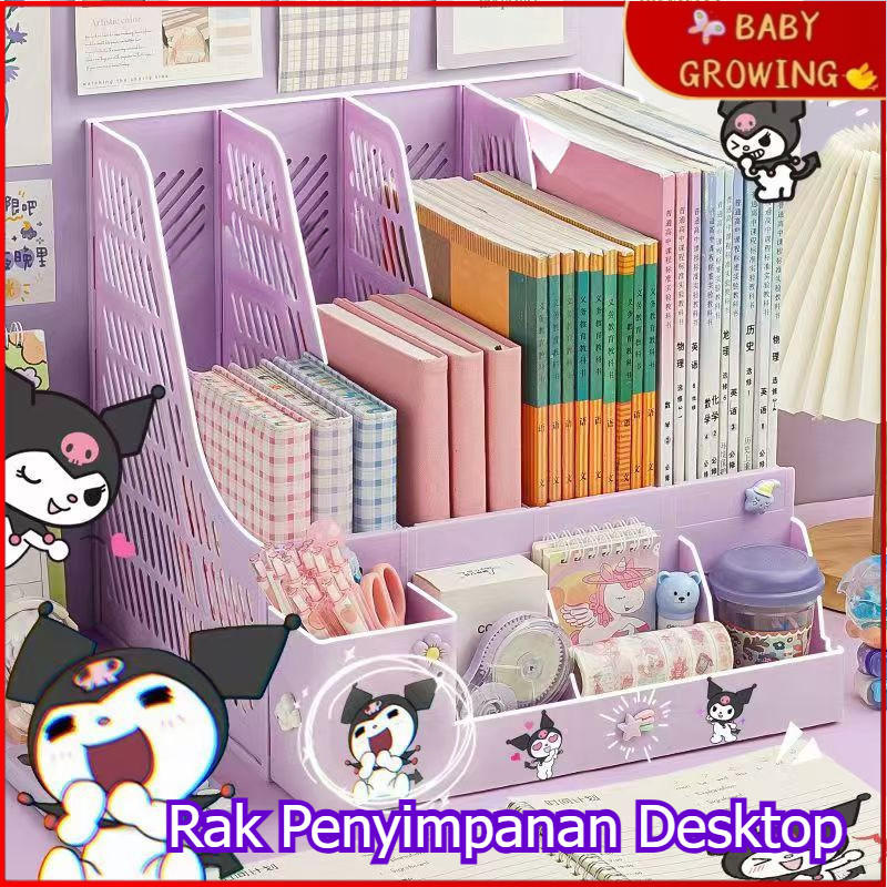 4 Warna Rak Buku Meja Belajar Stationary Kit Rak Buku Stiker Gratis Organizer File Buku Sekat Rak Pe