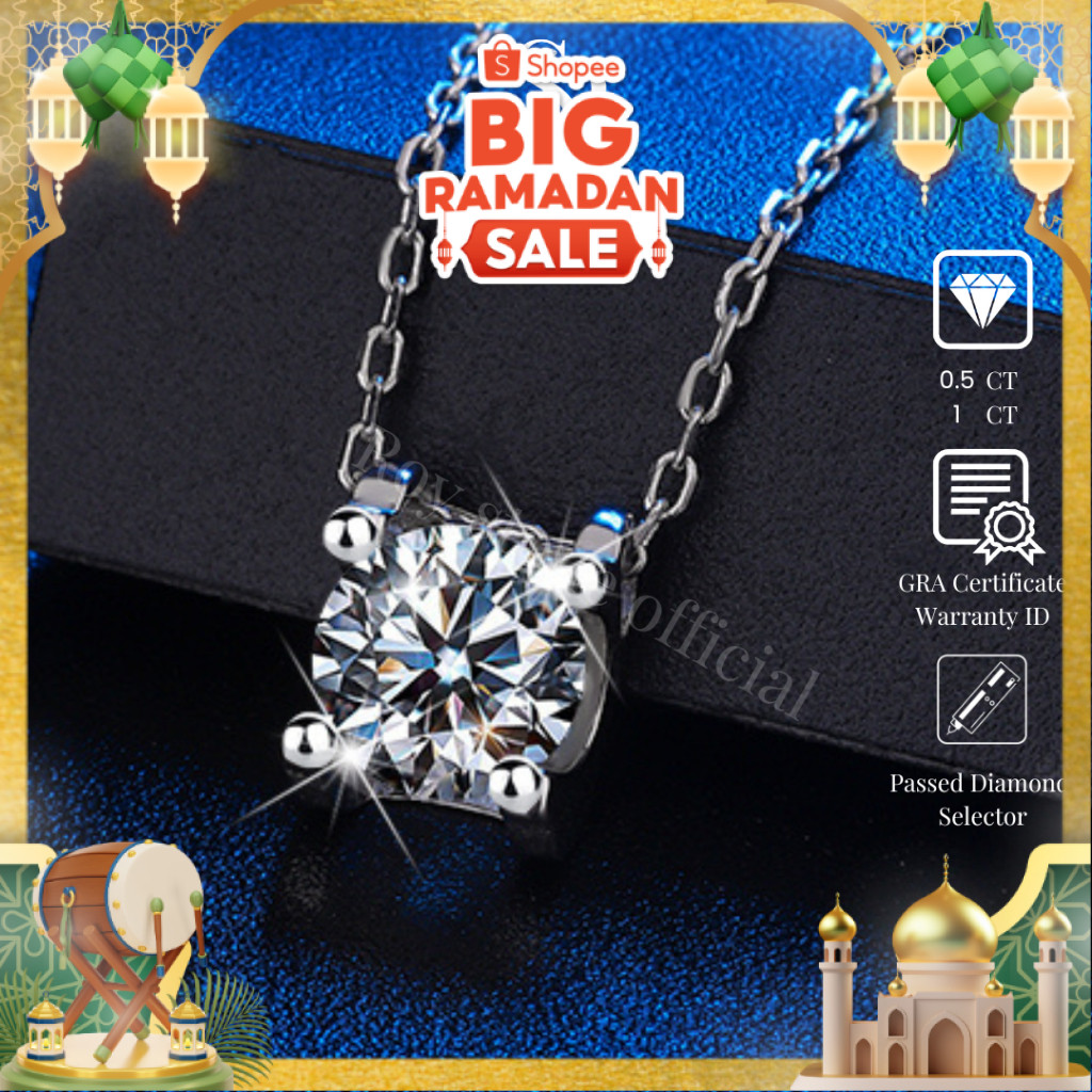 RoyStone - Kalung Wanita Moissanite Sertifikat GRA Original Lapis Emas - Kyara Necklace