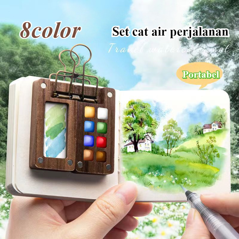 

8/15 Color Palette Disk Magnetic Wooden / Mini Palette Wooden Magnetic /Magnetic Wooden Palette For Watercolor / Palette Palete Kayu Mini