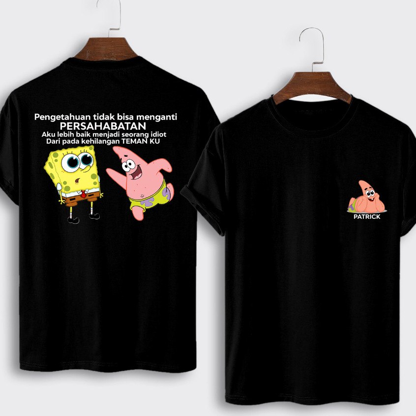 KAOS SPONGEBOB ANAK & DEWASA SABLON DEPAN BELAKANG SIZE S M L XL XXL T-SHIRT PRIA DEWASA KEREN BAJU 