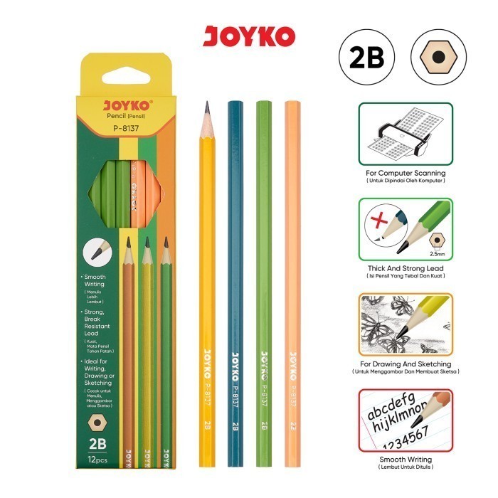 

SBW (PERLUSIN) Pencil Pensil Joyko P-8137 2B 1 Box 12 Pcs
