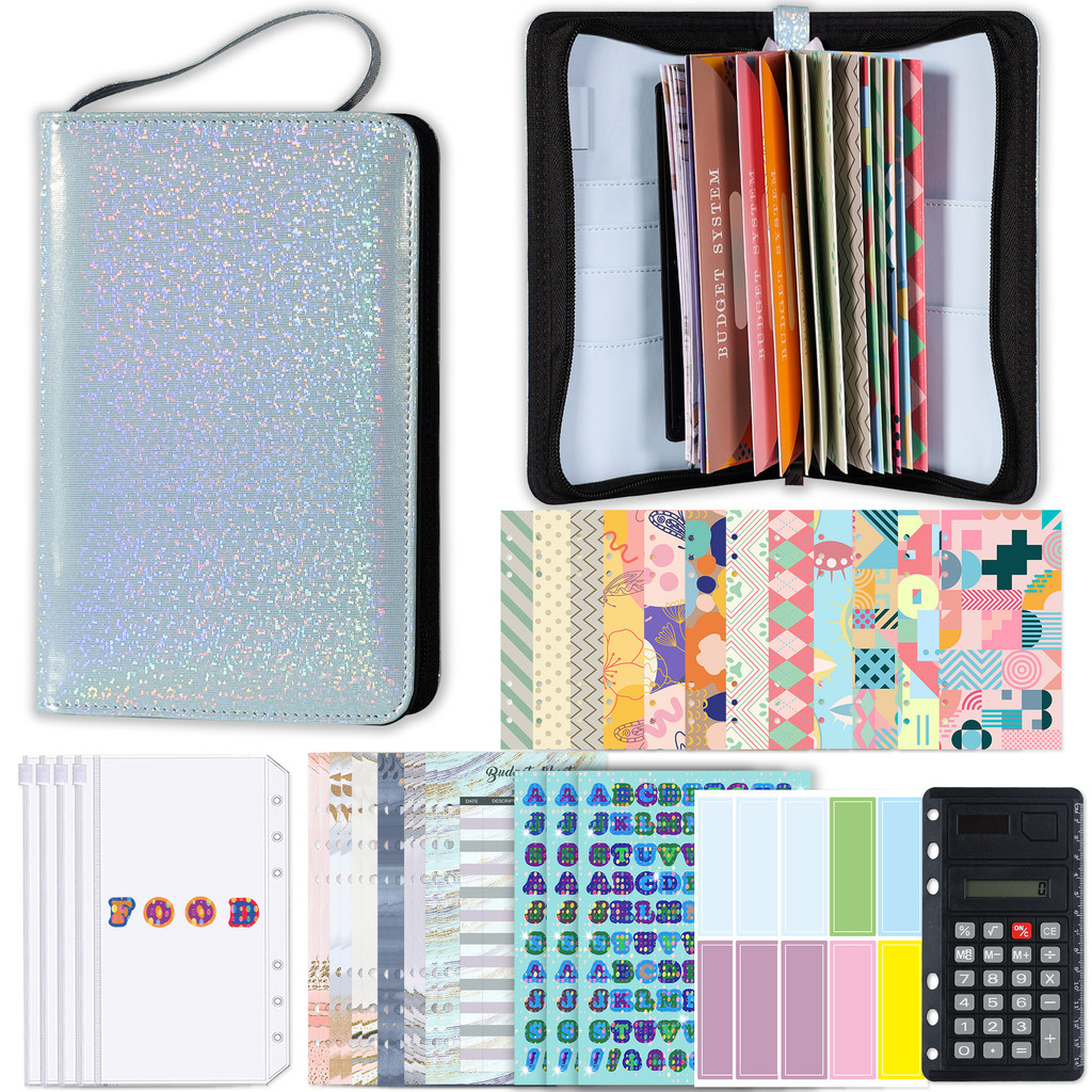 

A6 Glitter Hand Zip Bag Loose Leaf Binder Notebook Inner Core Cover Note Book Planner Office Stationery Supplies