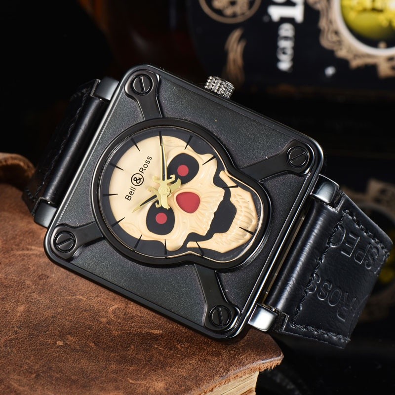 Bell Ross Jam Tangan Pria Jam Tangan Kuarsa Tengkorak Jam Tangan Fashion